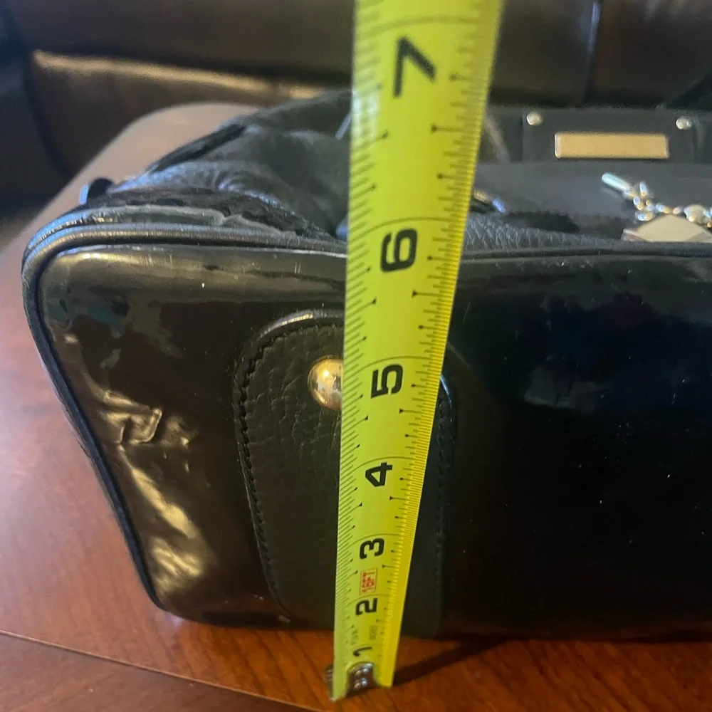 Barbara Bui Leather Satchel w/ Patent Trim | Structured Edge - Picture 8 of 9